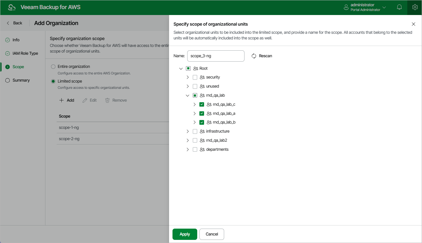 Adding AWS Organization