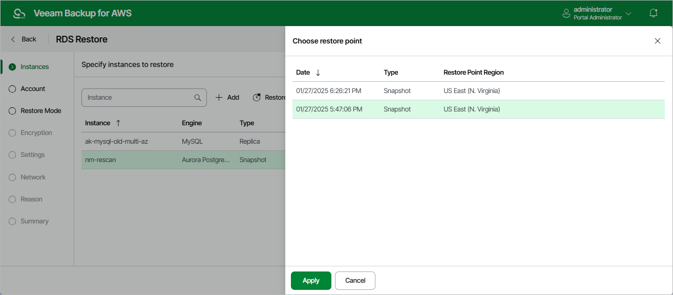 Restoring RDS Resources
