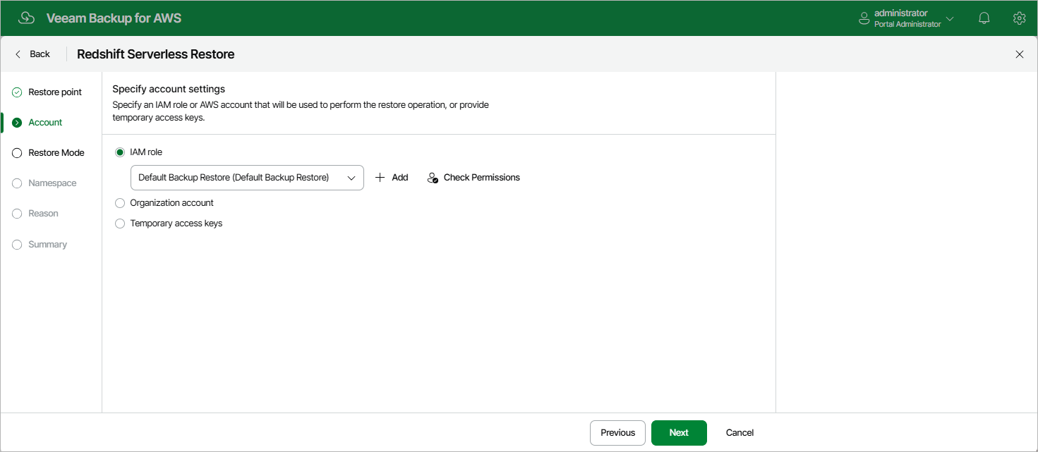 Restoring Redshift Serverless