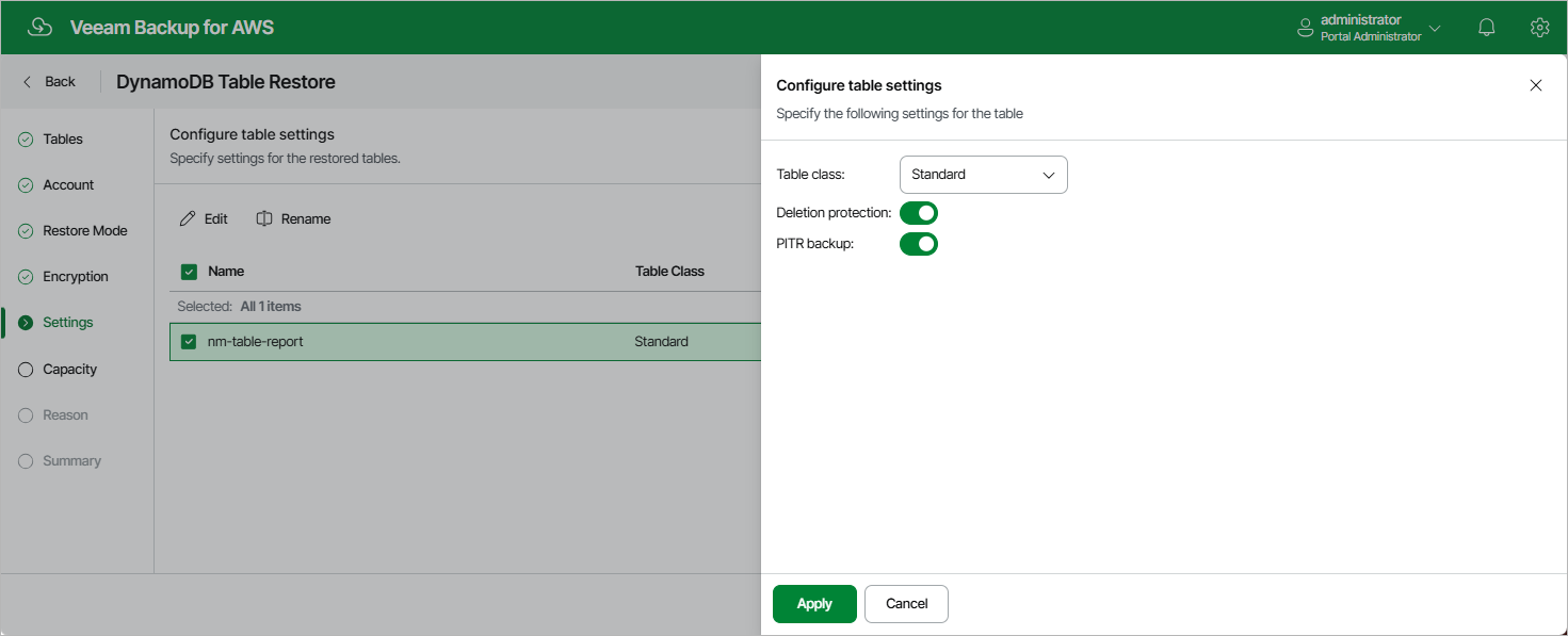 Restoring DynamoDB Tables
