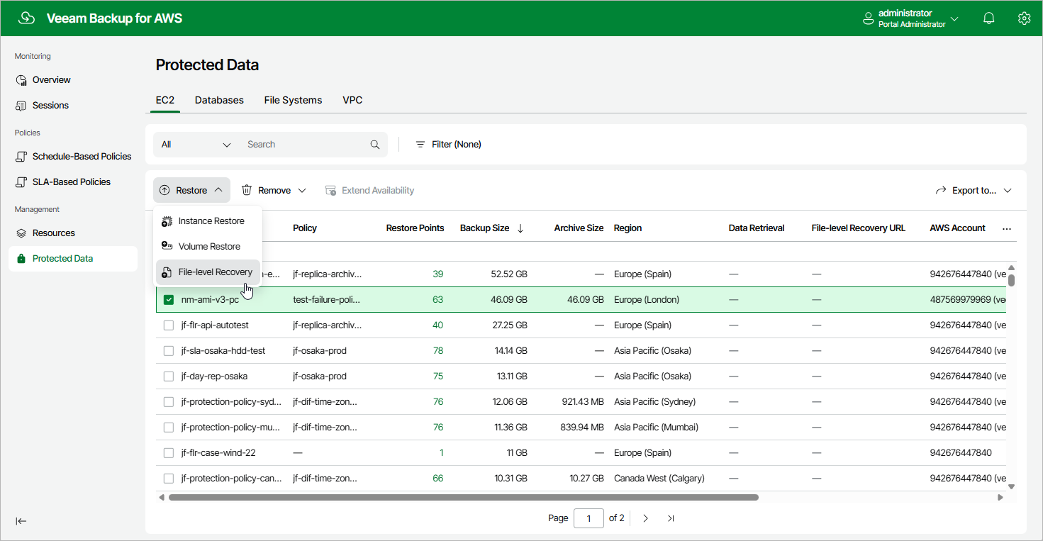 Restoring EC2 Files and Folders
