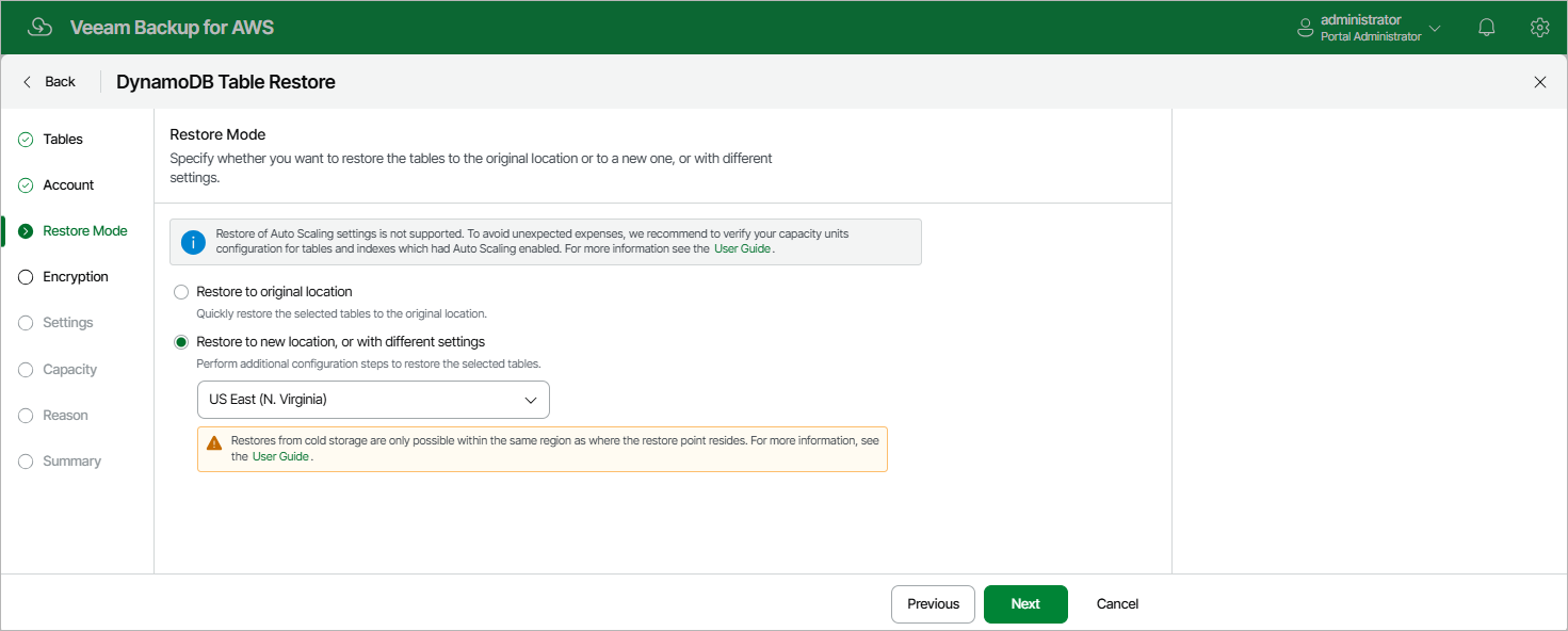 Restoring DynamoDB Tables