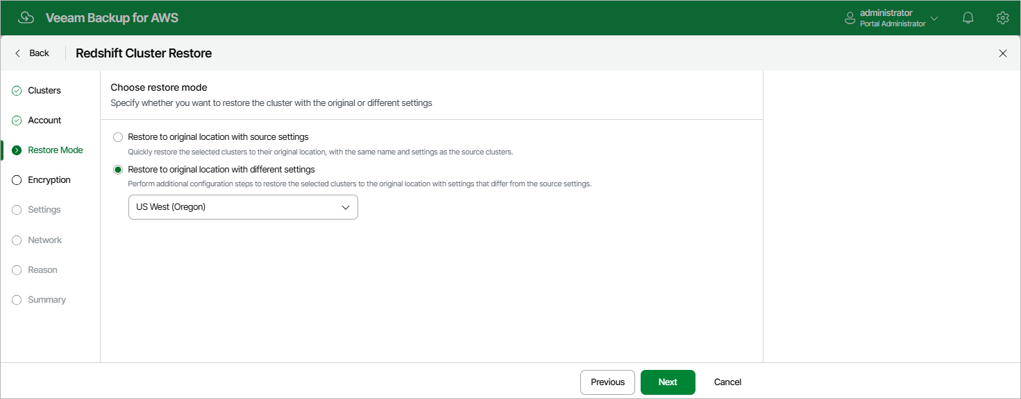 Restoring Redshift Clusters