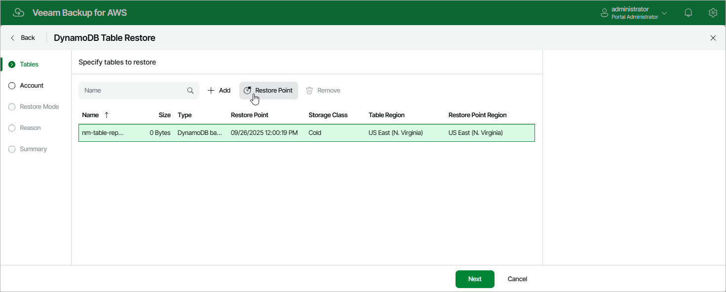 Restoring DynamoDB Tables