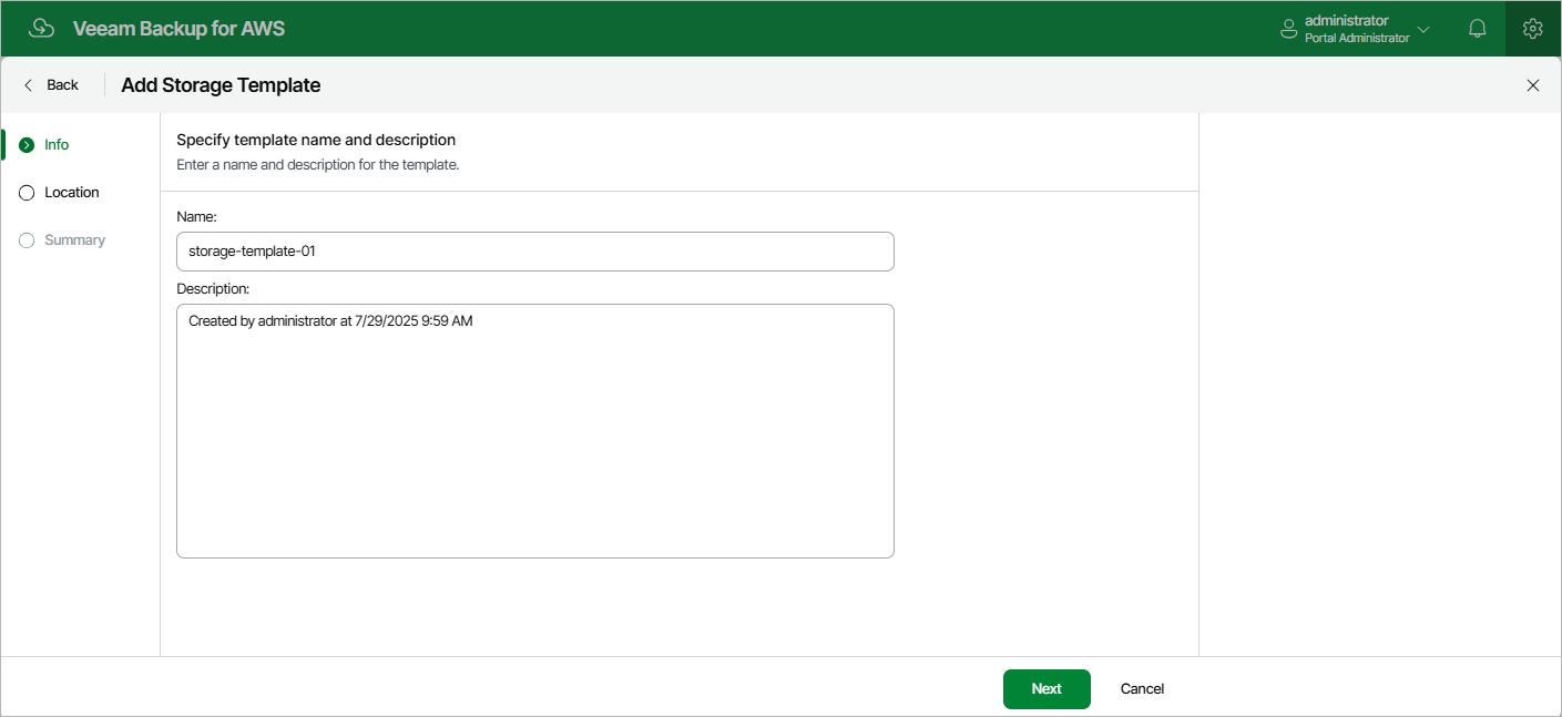 Adding Storage Template
