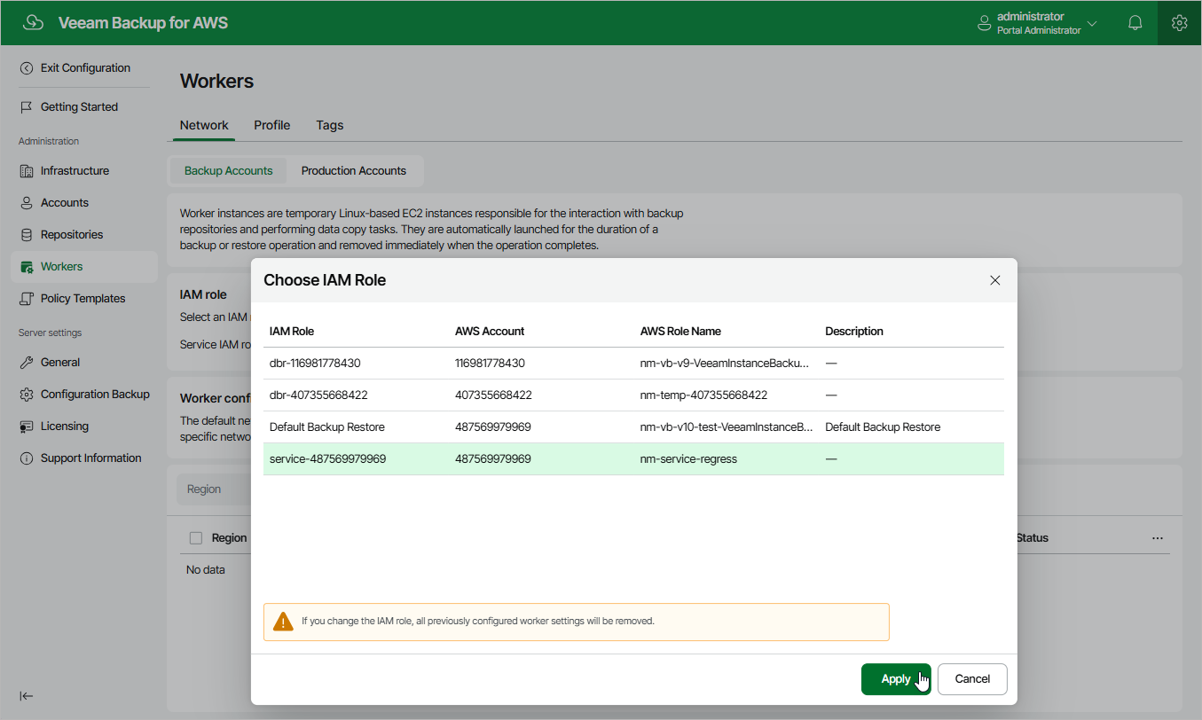 Specifying IAM Role for Worker Instances