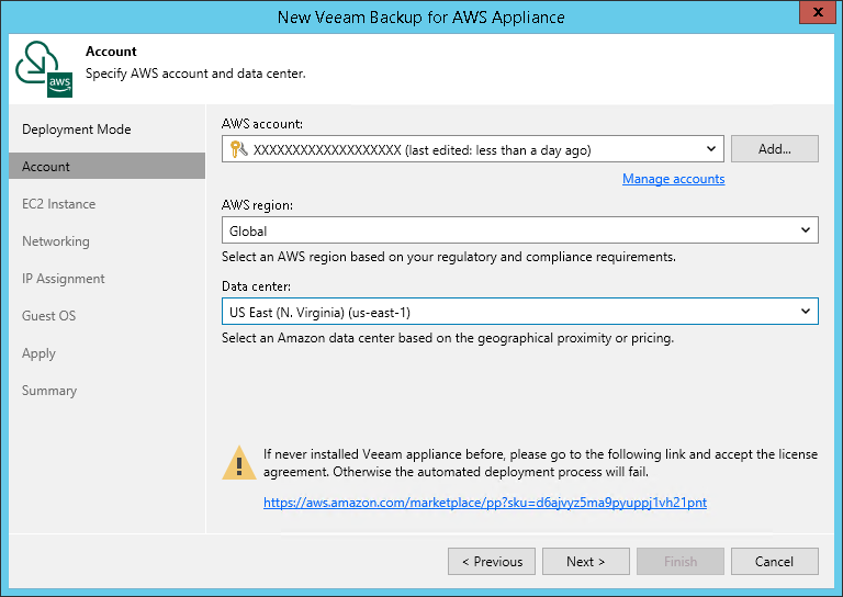 Step 3. Specify AWS Account Settings
