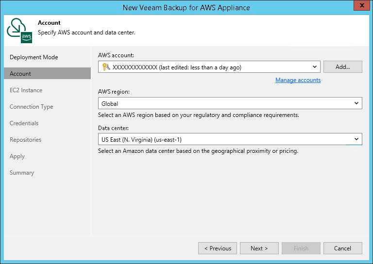 Step 3. Specify AWS Account Settings