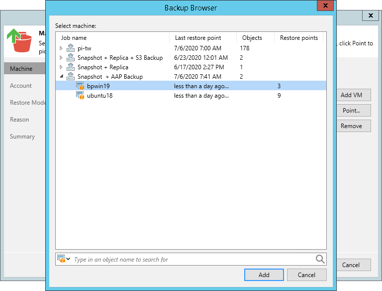 Step 2. Select EC2 Instances and Restore Points