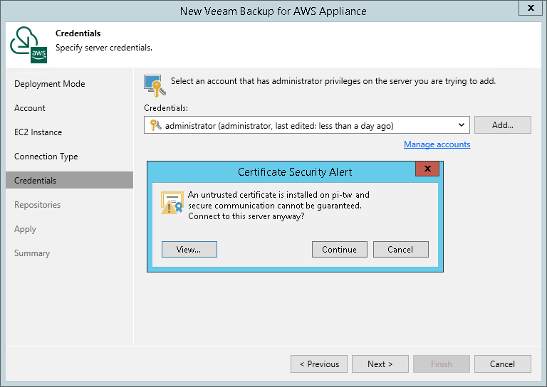 Step 6. Specify Credentials