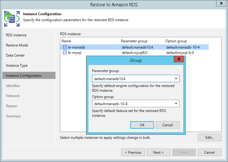 Step 7. Configure Parameter and Option Groups