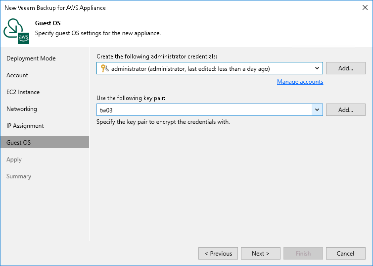 Step 7. Specify Credentials