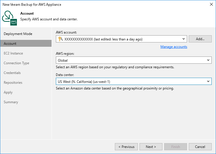 Step 3. Specify AWS Account Settings