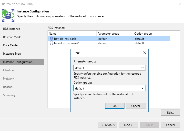 Step 7. Configure Parameter and Option Groups