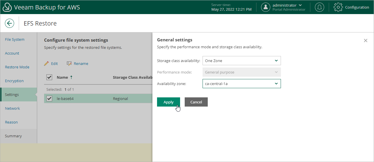Restoring EFS File Systems