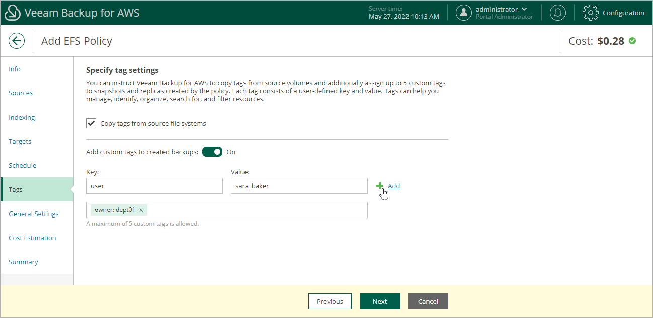 Creating EFS Backup Policy
