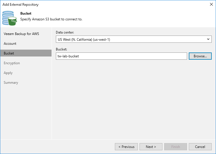 Step 5. Specify Amazon Bucket