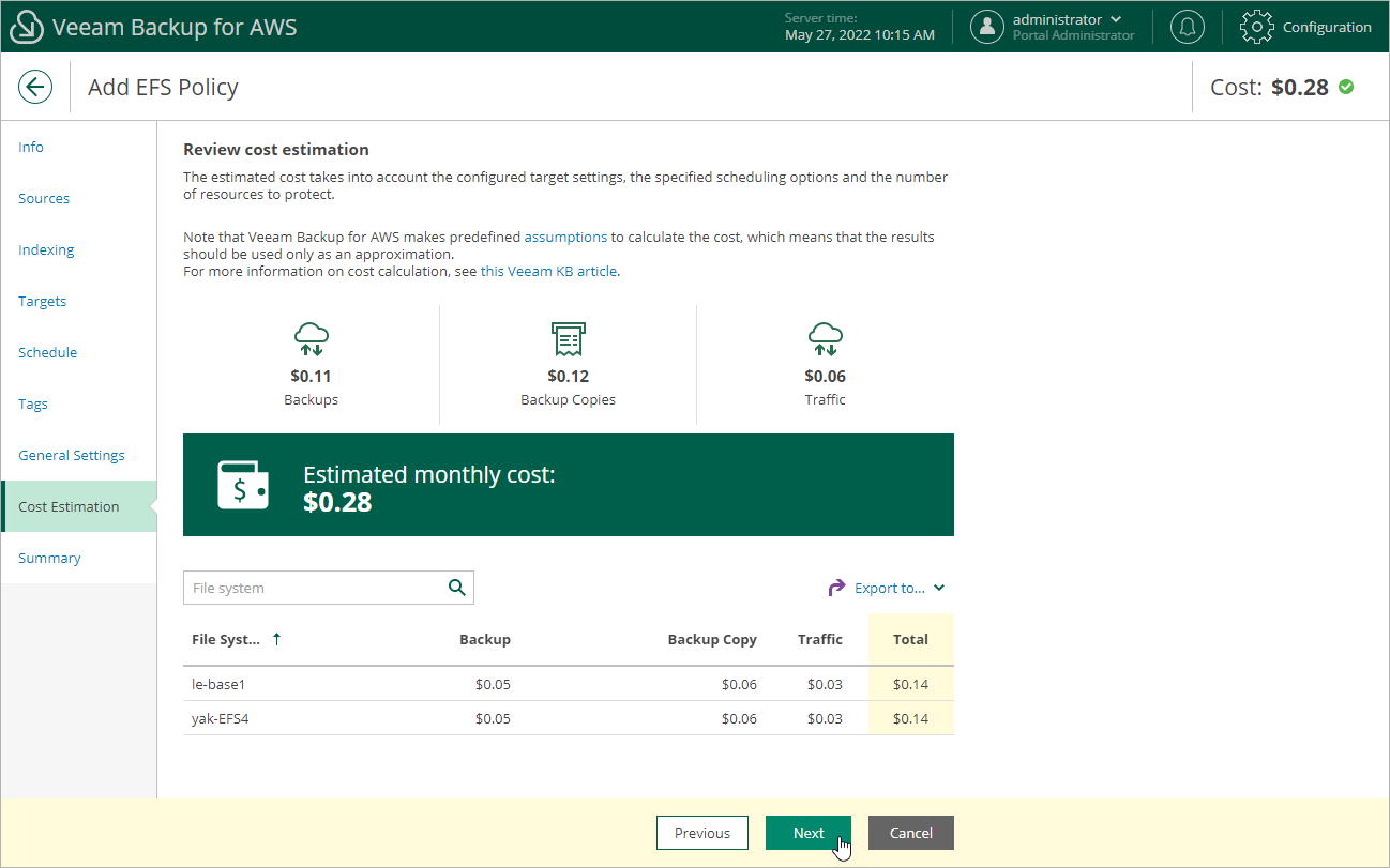 Creating EFS Backup Policy
