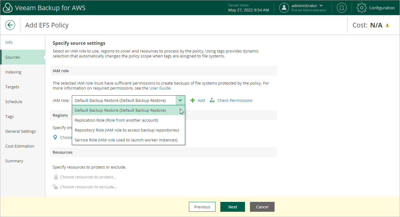 Creating EFS Backup Policy