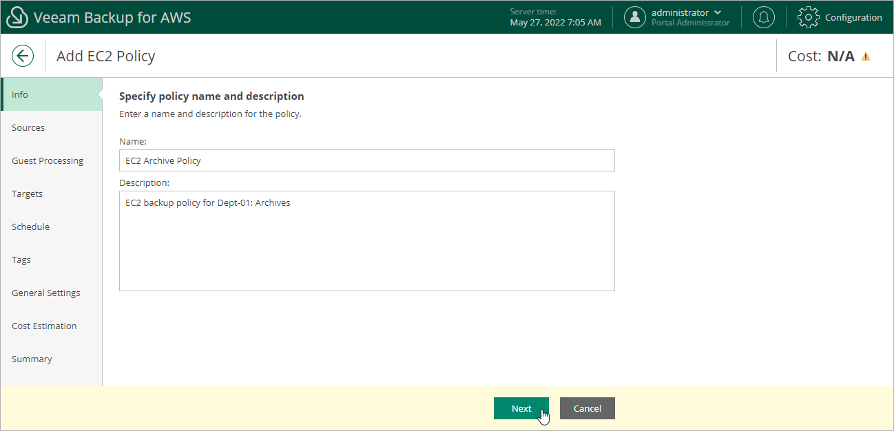 Creating EC2 Backup Policy