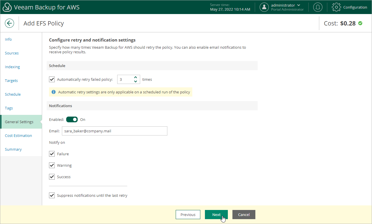 Creating EFS Backup Policy