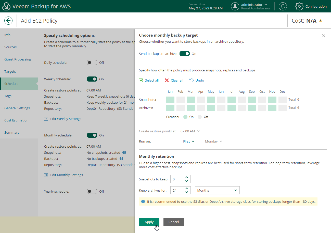 Enabling Backup Archiving