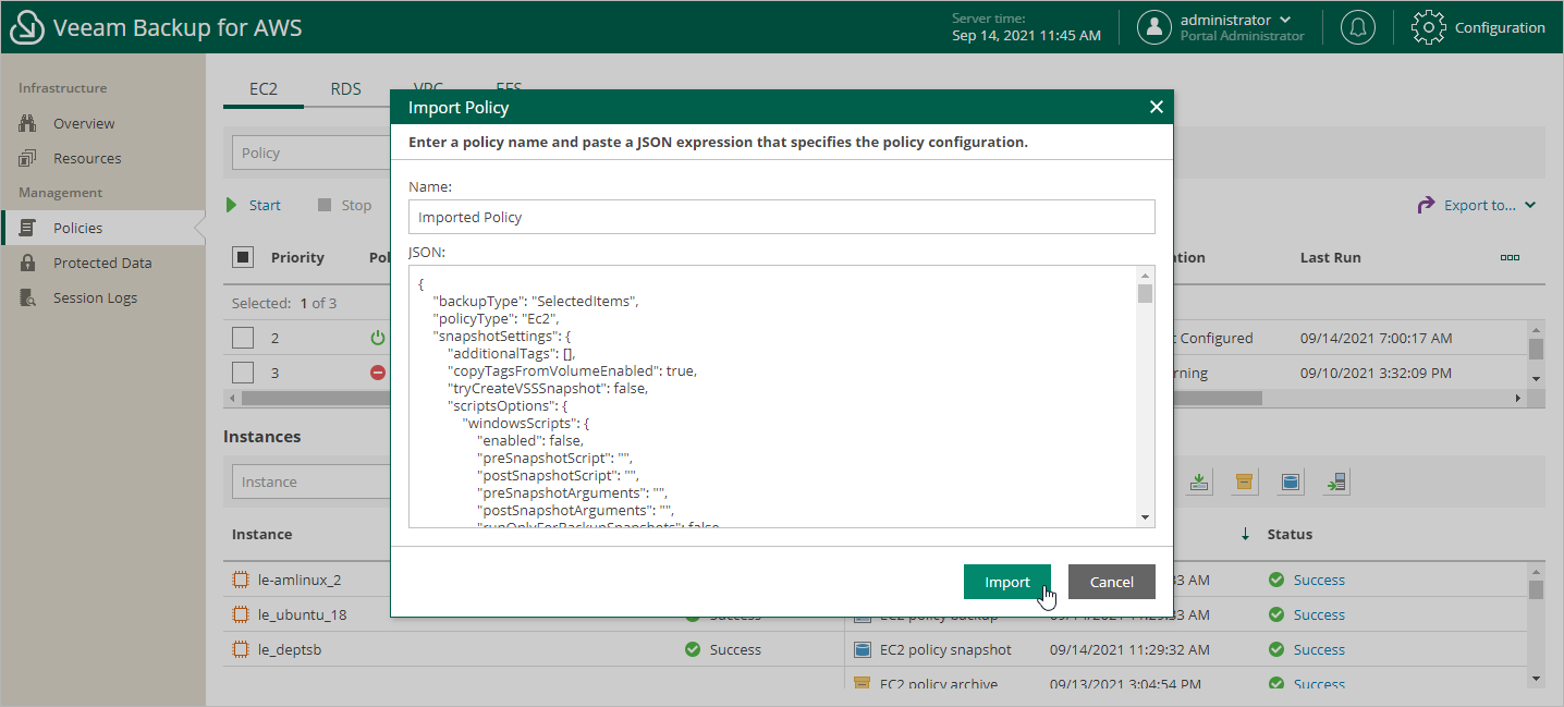 Exporting and Importing Policies