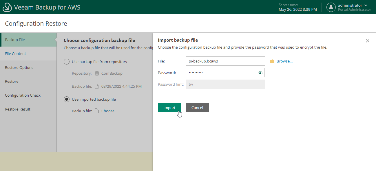 Restoring Configuration Data