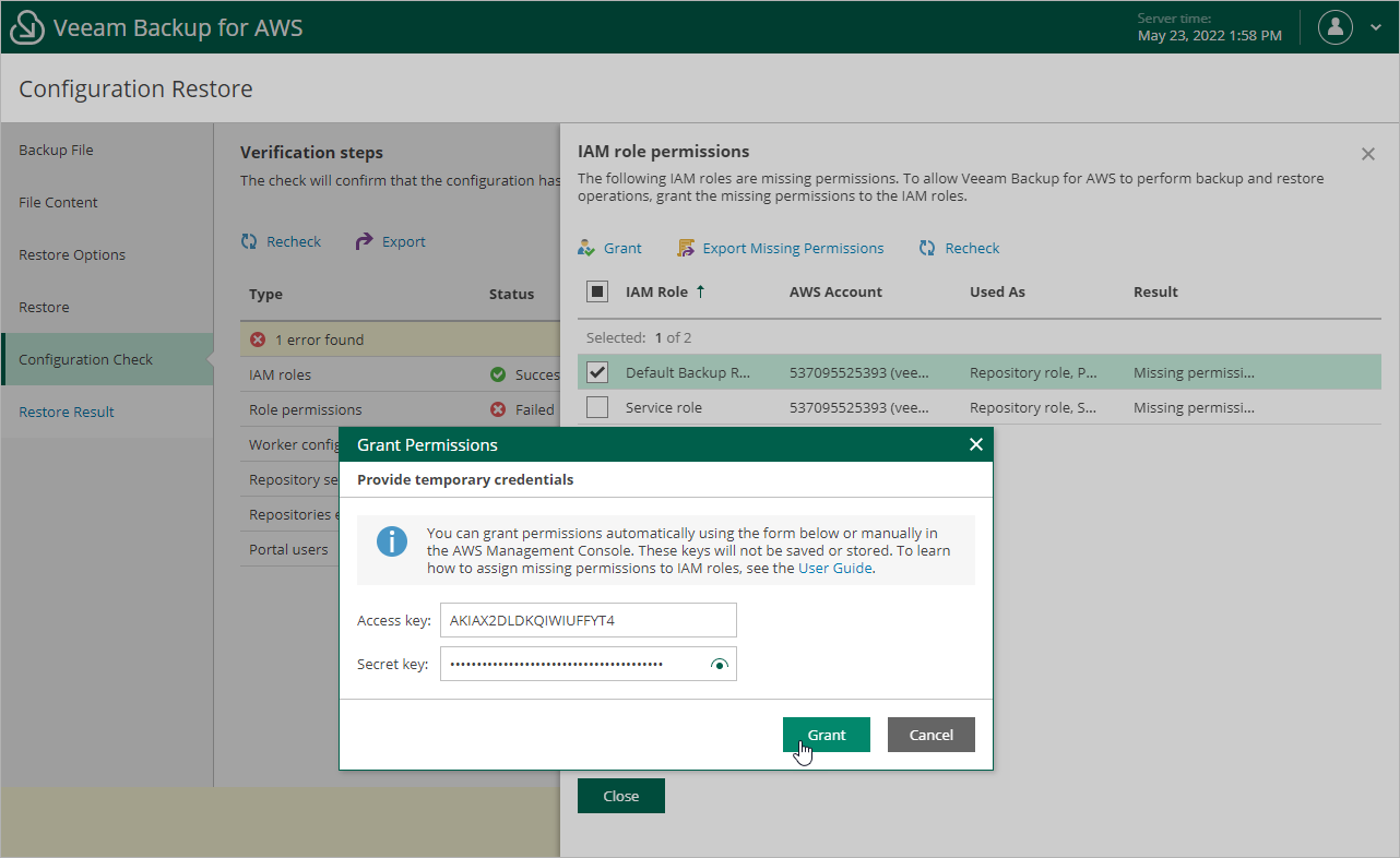 Restoring Configuration Data
