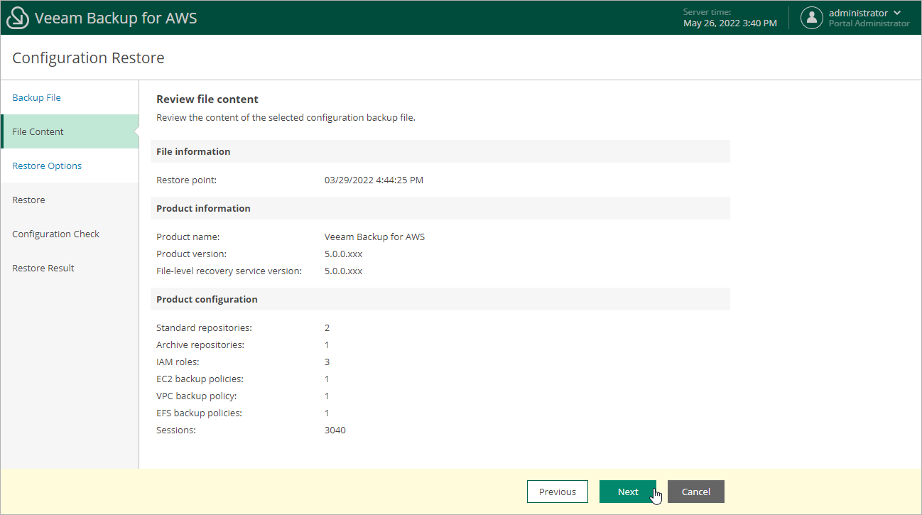 Restoring Configuration Data