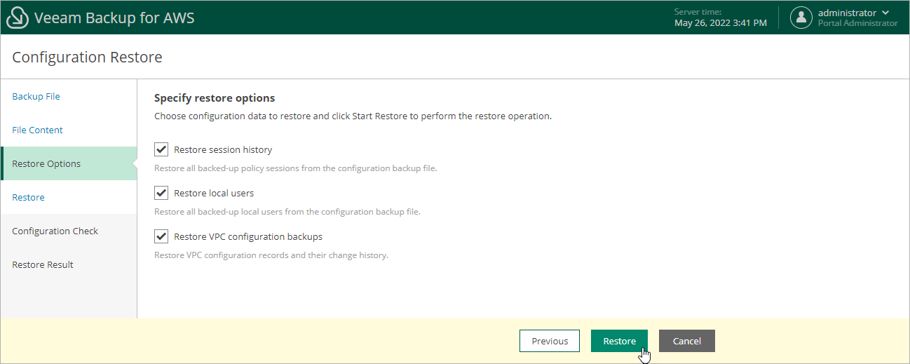 Restoring Configuration Data