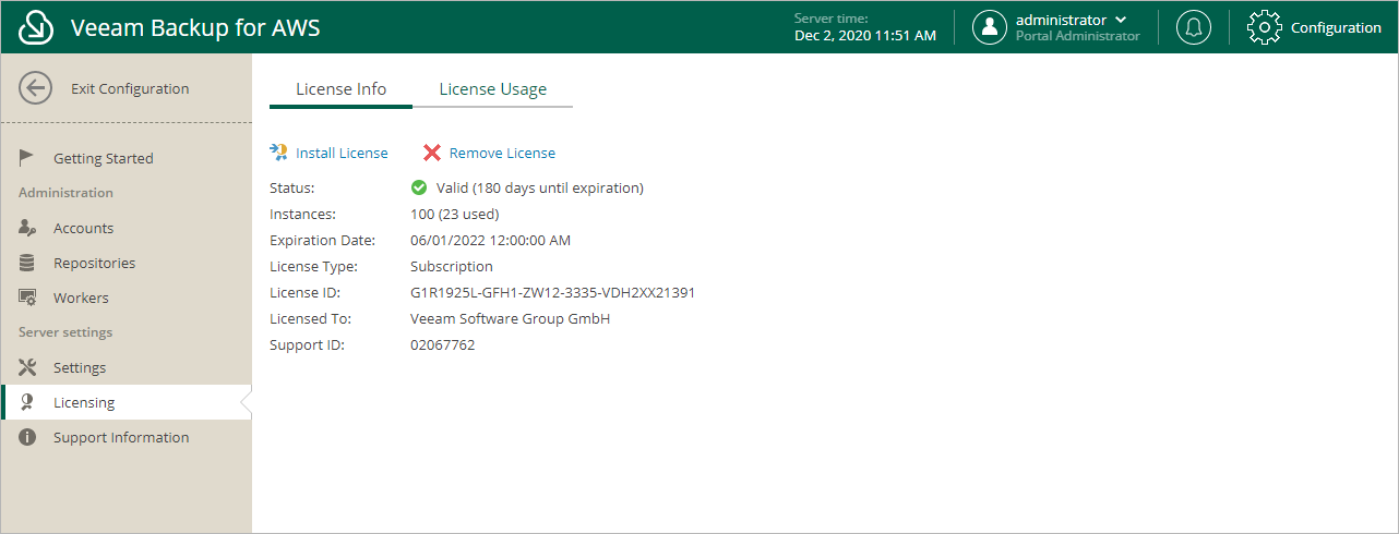 Viewing License Information