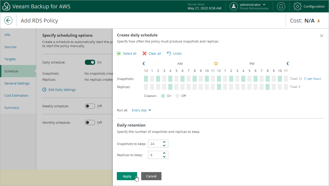 Creating RDS Backup Policy