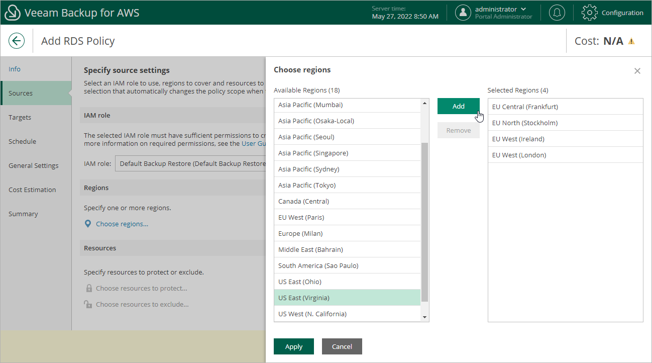 Creating RDS Backup Policy