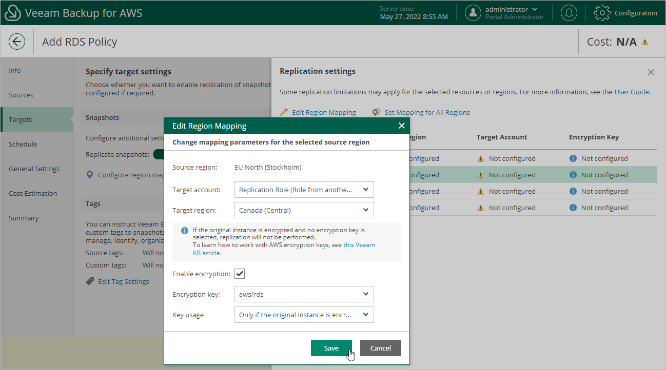 Creating RDS Backup Policy
