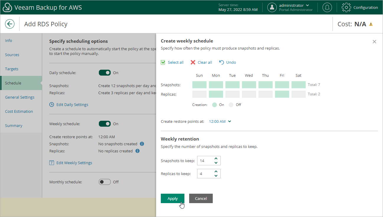 Creating RDS Backup Policy