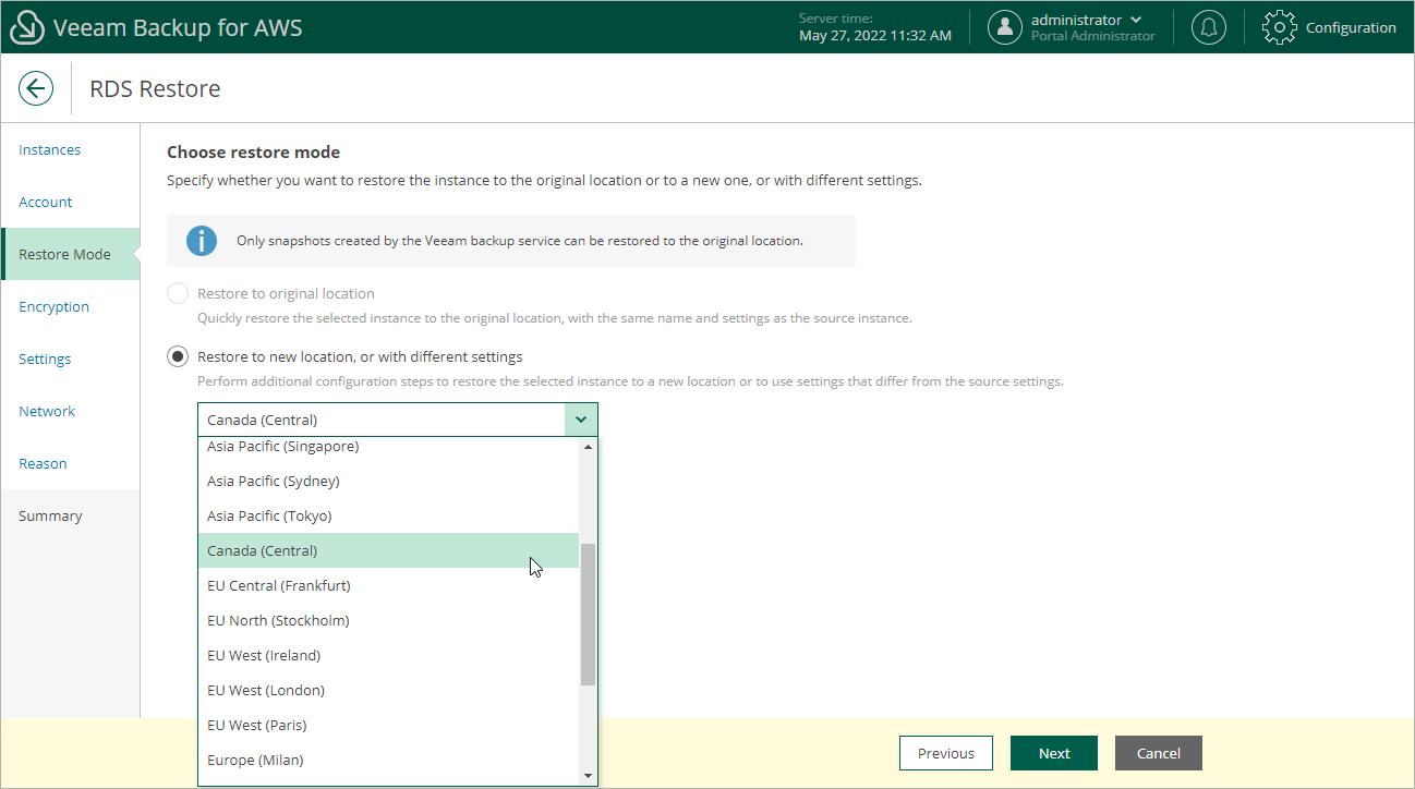 Restoring RDS Resources