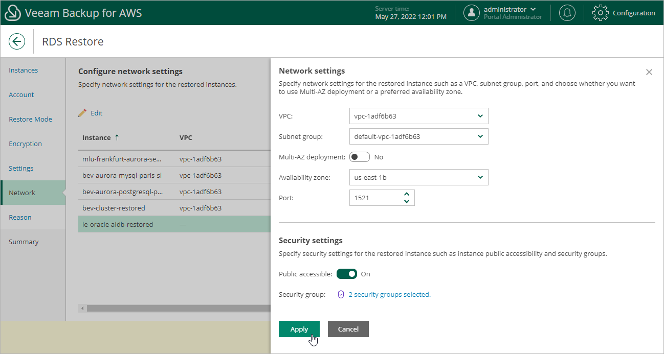 Restoring RDS Resources