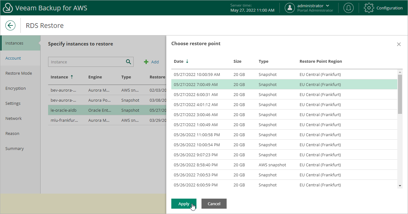 Restoring RDS Resources