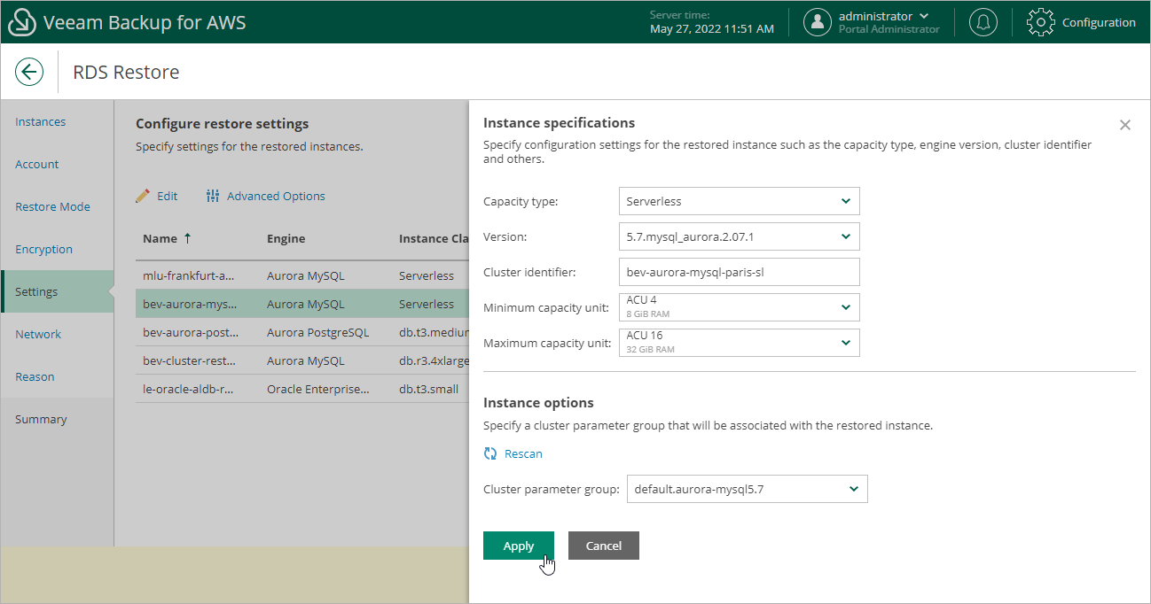 Restoring RDS Resources