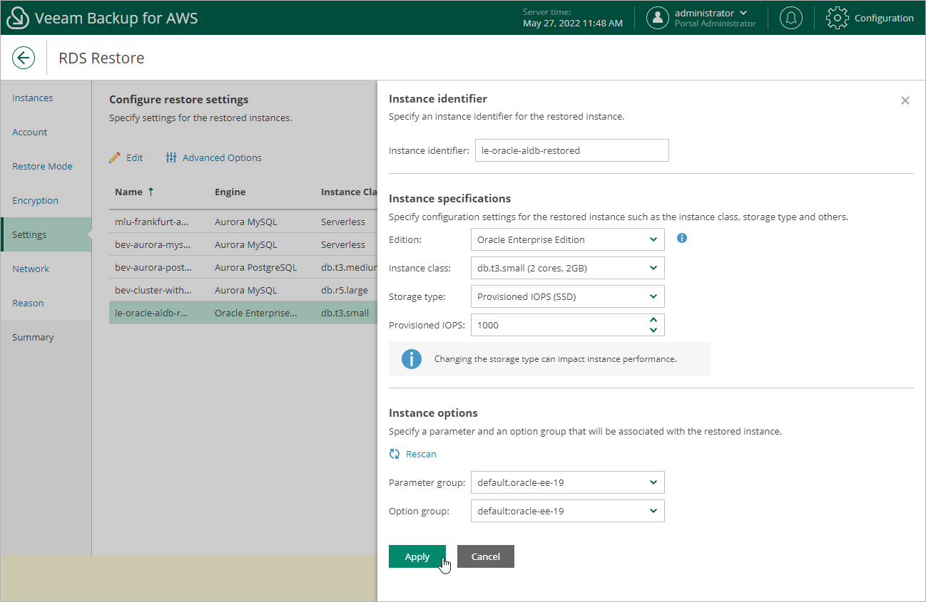 Restoring RDS Resources