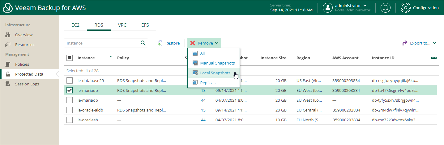 Removing RDS Snapshots