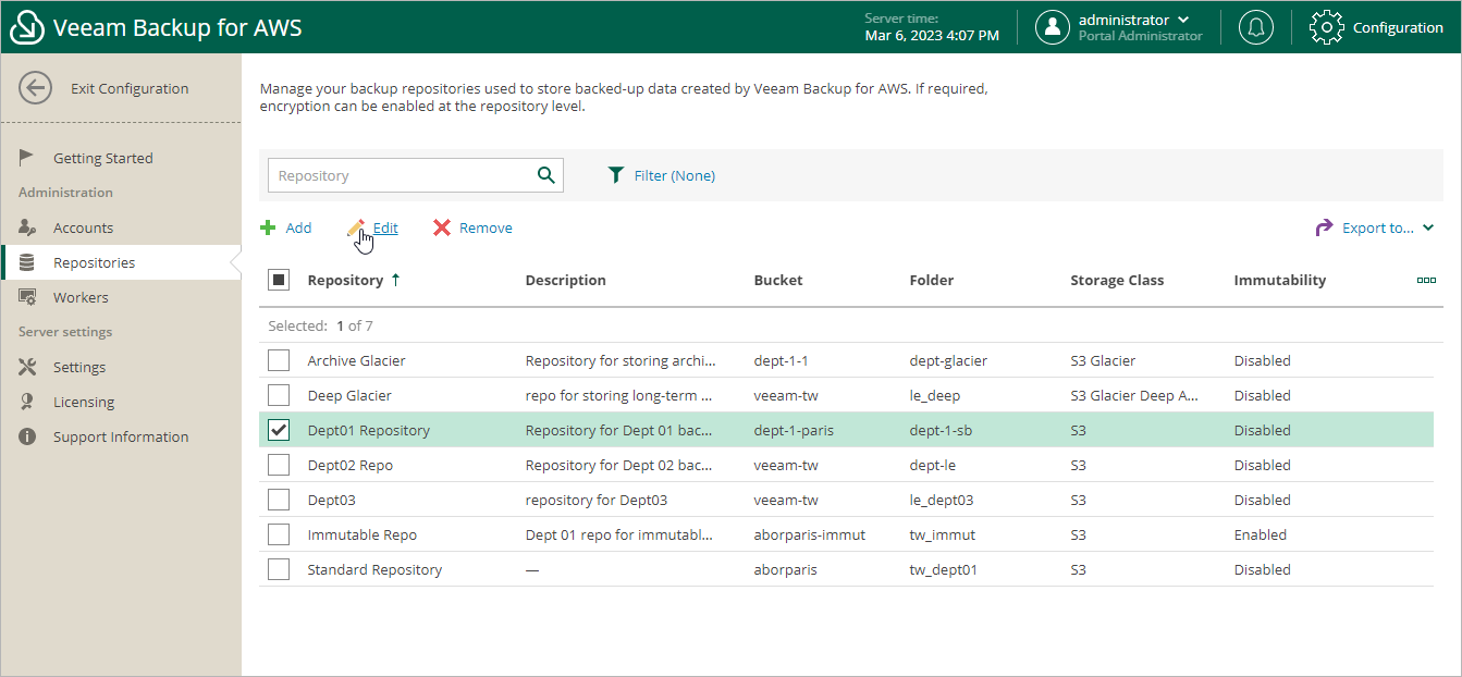 Editing Repository Settings