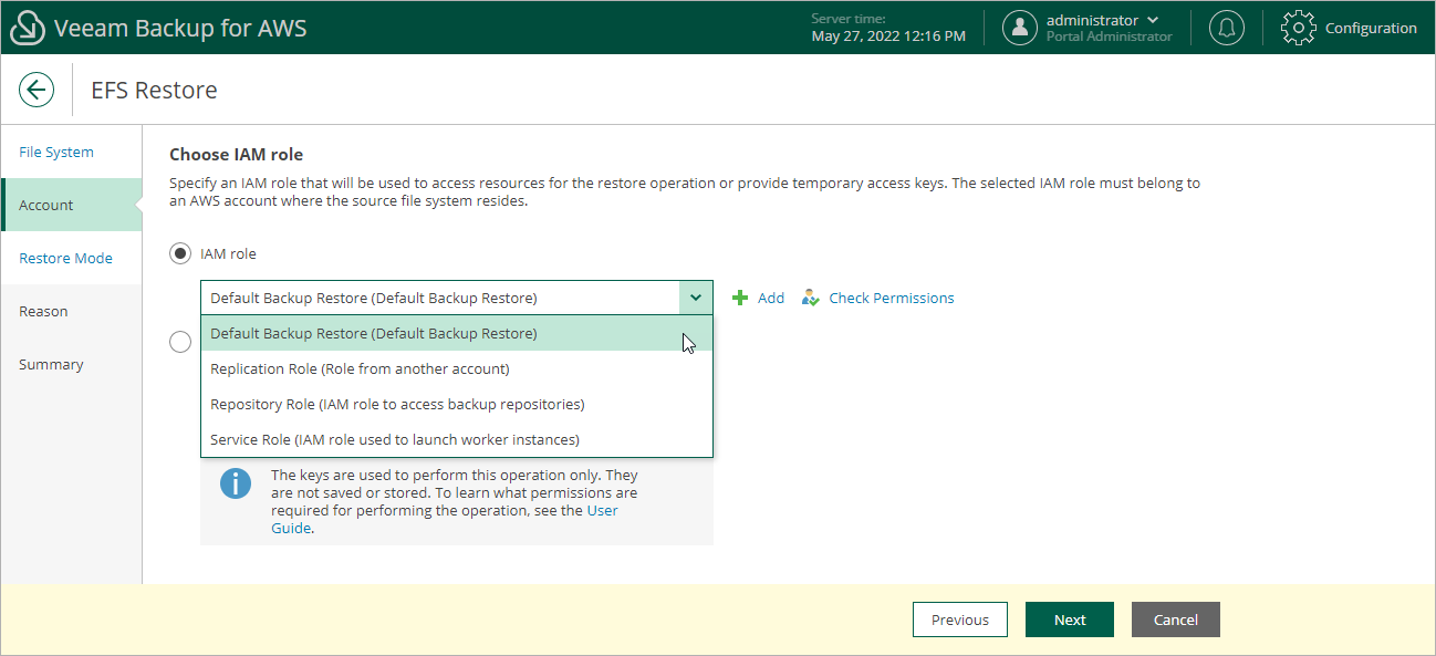 Restoring EFS File Systems