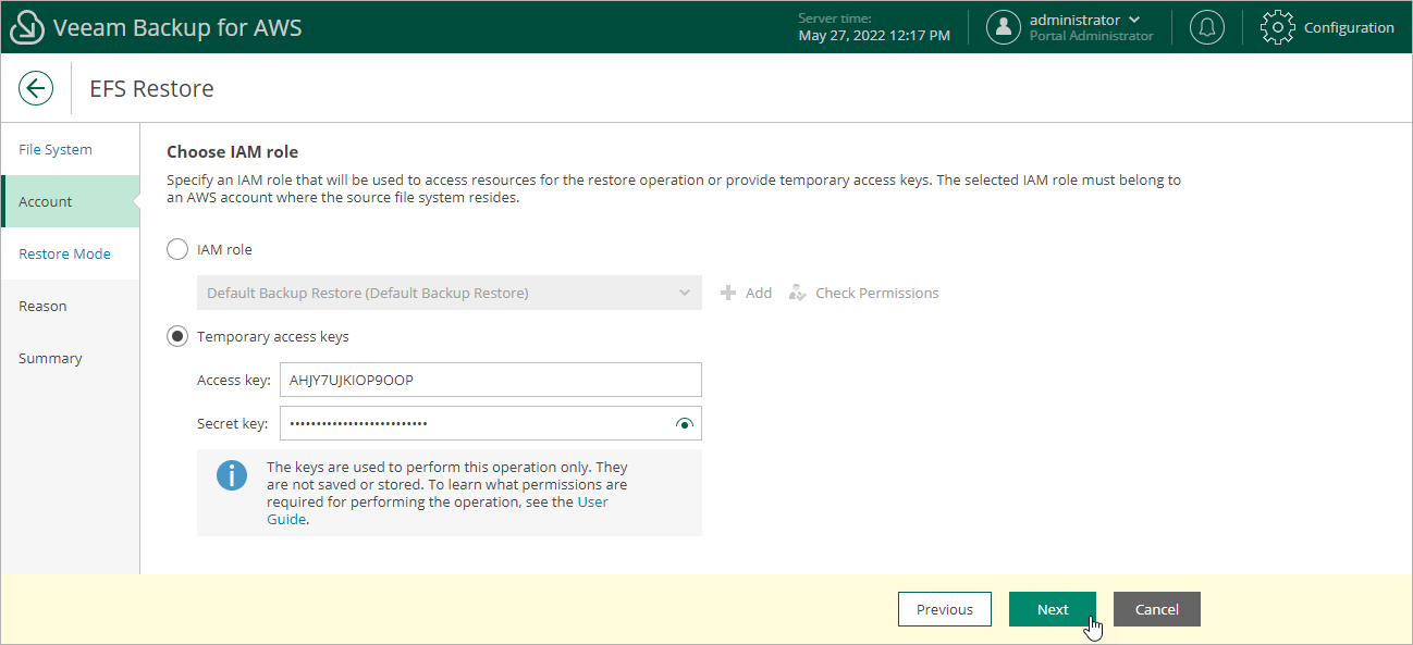Restoring EFS File Systems