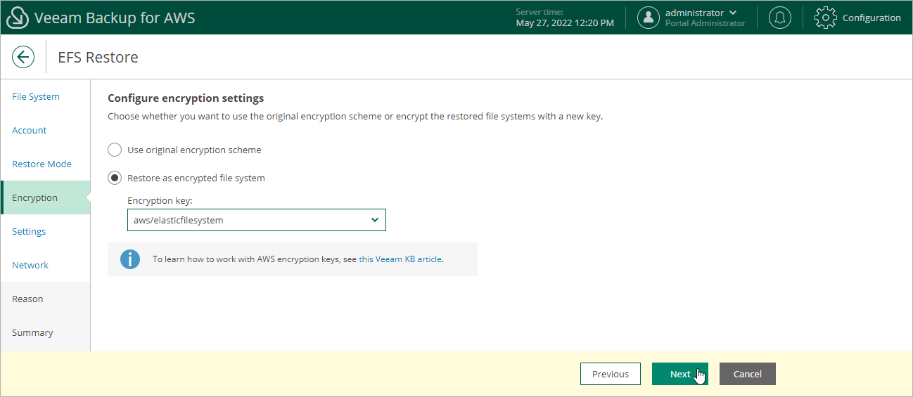Restoring EFS File Systems