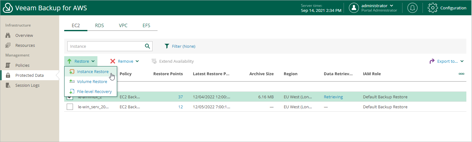 Restoring Entire EC2 Instance