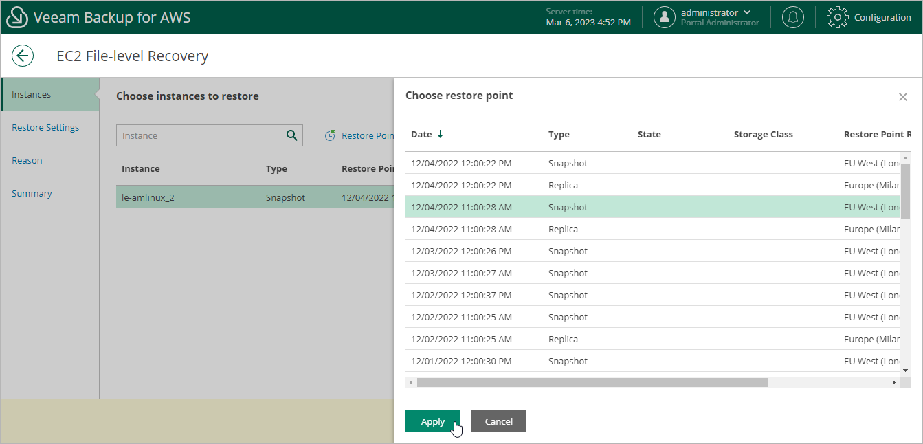 Restoring EC2 Files and Folders