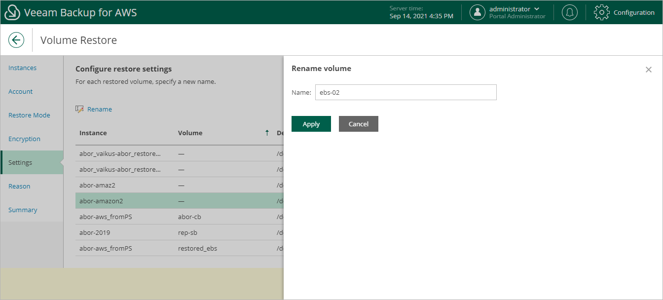 Restoring EBS Volumes