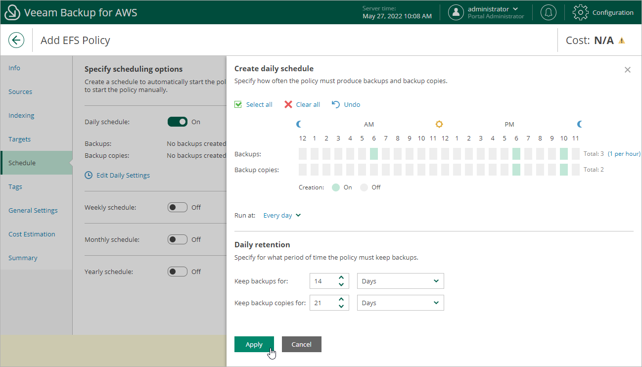 Creating EFS Backup Policy